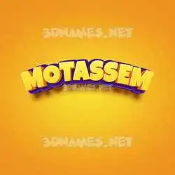 motassem in Orange Toon style - 3D name wallpaper