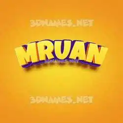 mruan in Orange Toon style - 3D name wallpaper