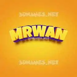 mrwan in Orange Toon style - 3D name wallpaper