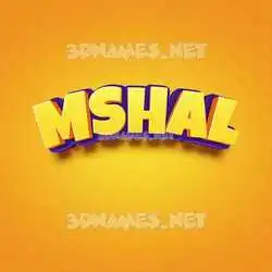 mshal in Orange Toon style - 3D name wallpaper