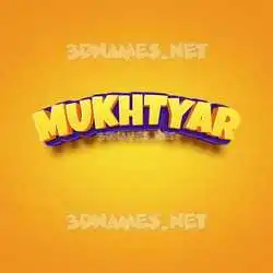 mukhtyar in Orange Toon style - 3D name wallpaper
