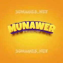 munawer in Orange Toon style - 3D name wallpaper