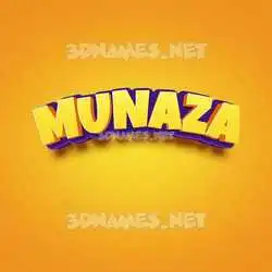 munaza in Orange Toon style - 3D name wallpaper
