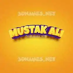 mustak ali in Orange Toon style - 3D name wallpaper
