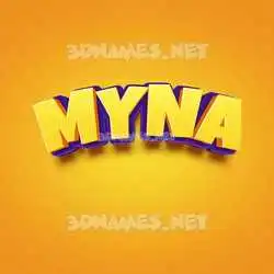 myna in Orange Toon style - 3D name wallpaper