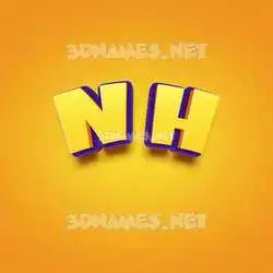 n h in Orange Toon style - 3D name wallpaper