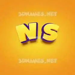n s in Orange Toon style - 3D name wallpaper