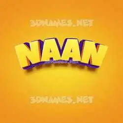 naan in Orange Toon style - 3D name wallpaper