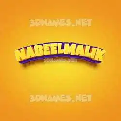 nabeelmalik in Orange Toon style - 3D name wallpaper