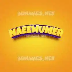 naeemumer in Orange Toon style - 3D name wallpaper