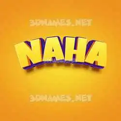 naha in Orange Toon style - 3D name wallpaper