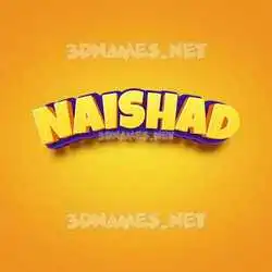 naishad in Orange Toon style - 3D name wallpaper