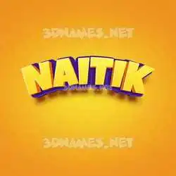 naitik in Orange Toon style - 3D name wallpaper