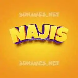 najis in Orange Toon style - 3D name wallpaper