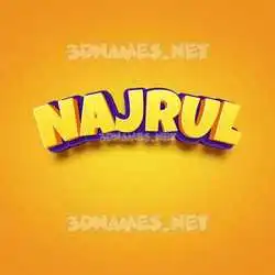 najrul in Orange Toon style - 3D name wallpaper