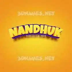 nandhuk in Orange Toon style - 3D name wallpaper