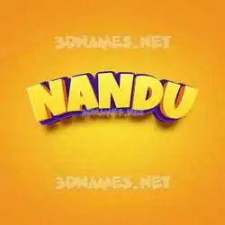 nandu in Orange Toon style - 3D name wallpaper