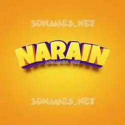 narain in Orange Toon style - 3D name wallpaper