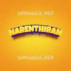 narenthiran in Orange Toon style - 3D name wallpaper