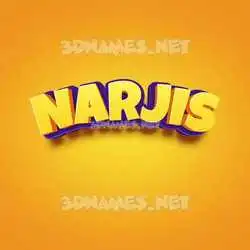 narjis in Orange Toon style - 3D name wallpaper