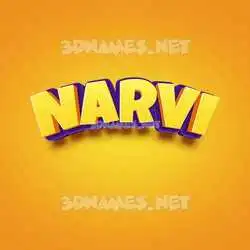 narvi in Orange Toon style - 3D name wallpaper