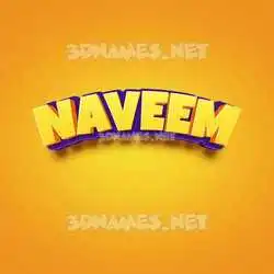 naveem in Orange Toon style - 3D name wallpaper