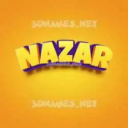 nazar in Orange Toon style - 3D name wallpaper