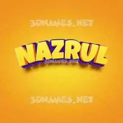 nazrul in Orange Toon style - 3D name wallpaper