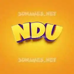 ndu in Orange Toon style - 3D name wallpaper