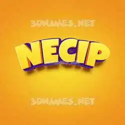 necip in Orange Toon style - 3D name wallpaper