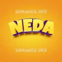 neda in Orange Toon style - 3D name wallpaper