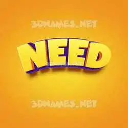 need in Orange Toon style - 3D name wallpaper