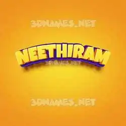 neethiram in Orange Toon style - 3D name wallpaper