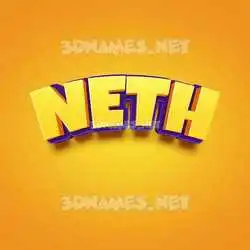 neth in Orange Toon style - 3D name wallpaper