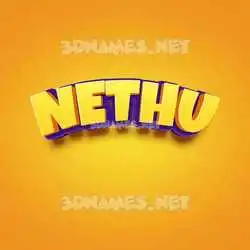 nethu in Orange Toon style - 3D name wallpaper