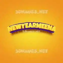 newyearmeena in Orange Toon style - 3D name wallpaper