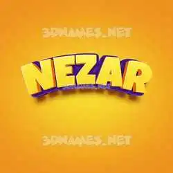 nezar in Orange Toon style - 3D name wallpaper