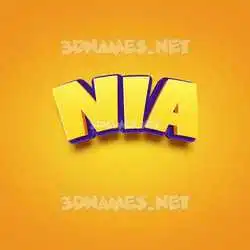 nia in Orange Toon style - 3D name wallpaper