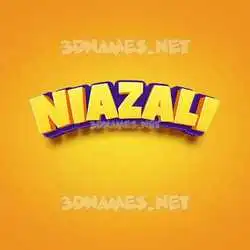 niazali in Orange Toon style - 3D name wallpaper