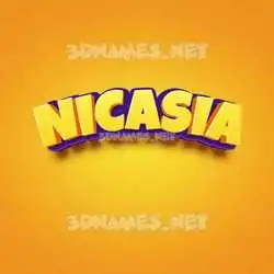 nicasia in Orange Toon style - 3D name wallpaper