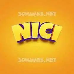 nici in Orange Toon style - 3D name wallpaper