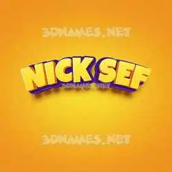 nick sef in Orange Toon style - 3D name wallpaper