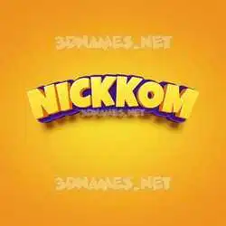 nickkom in Orange Toon style - 3D name wallpaper