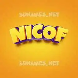 nicof in Orange Toon style - 3D name wallpaper