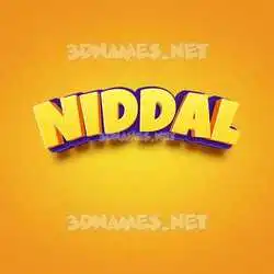 niddal in Orange Toon style - 3D name wallpaper