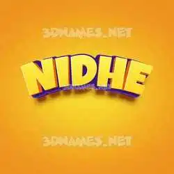 nidhe in Orange Toon style - 3D name wallpaper