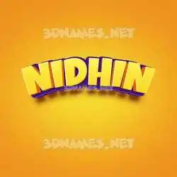 nidhin in Orange Toon style - 3D name wallpaper