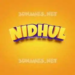 nidhul in Orange Toon style - 3D name wallpaper