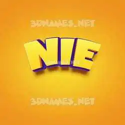 nie in Orange Toon style - 3D name wallpaper