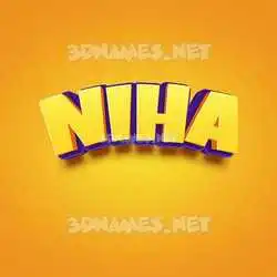 niha in Orange Toon style - 3D name wallpaper